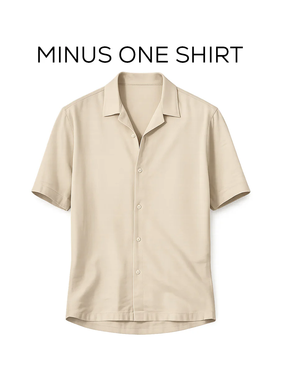 Beige Half Sleeve Cuban Collar Shirt – Loose Fit - Image 2
