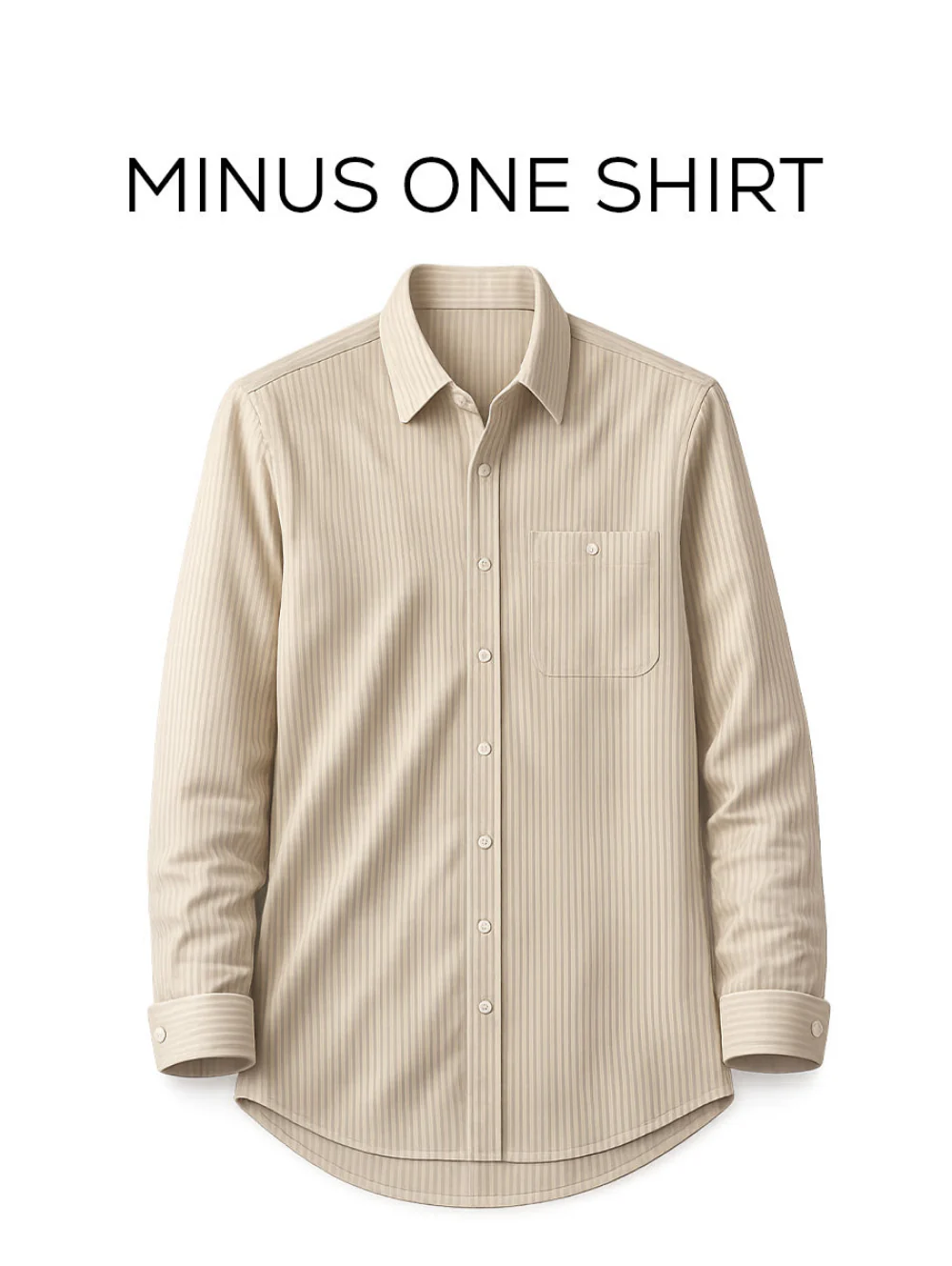 Beige Striped Cotton Shirt – Regular Fit, Full Sleeves - Image 2