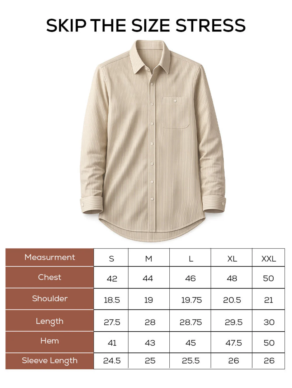 Beige Striped Cotton Shirt – Regular Fit, Full Sleeves - Image 5