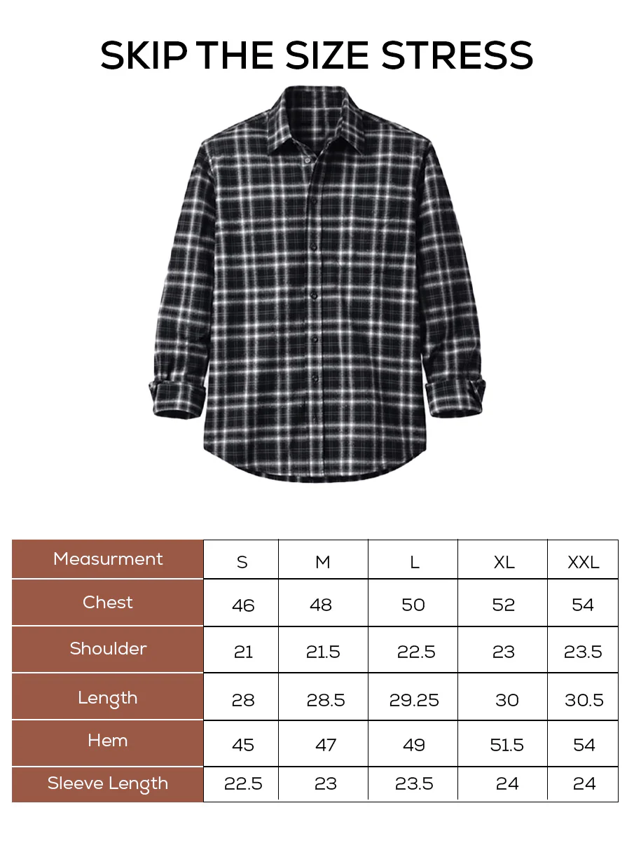Black Checkered Brushed Cotton Shirt – Loose Fit, Full Sleeves - Image 5