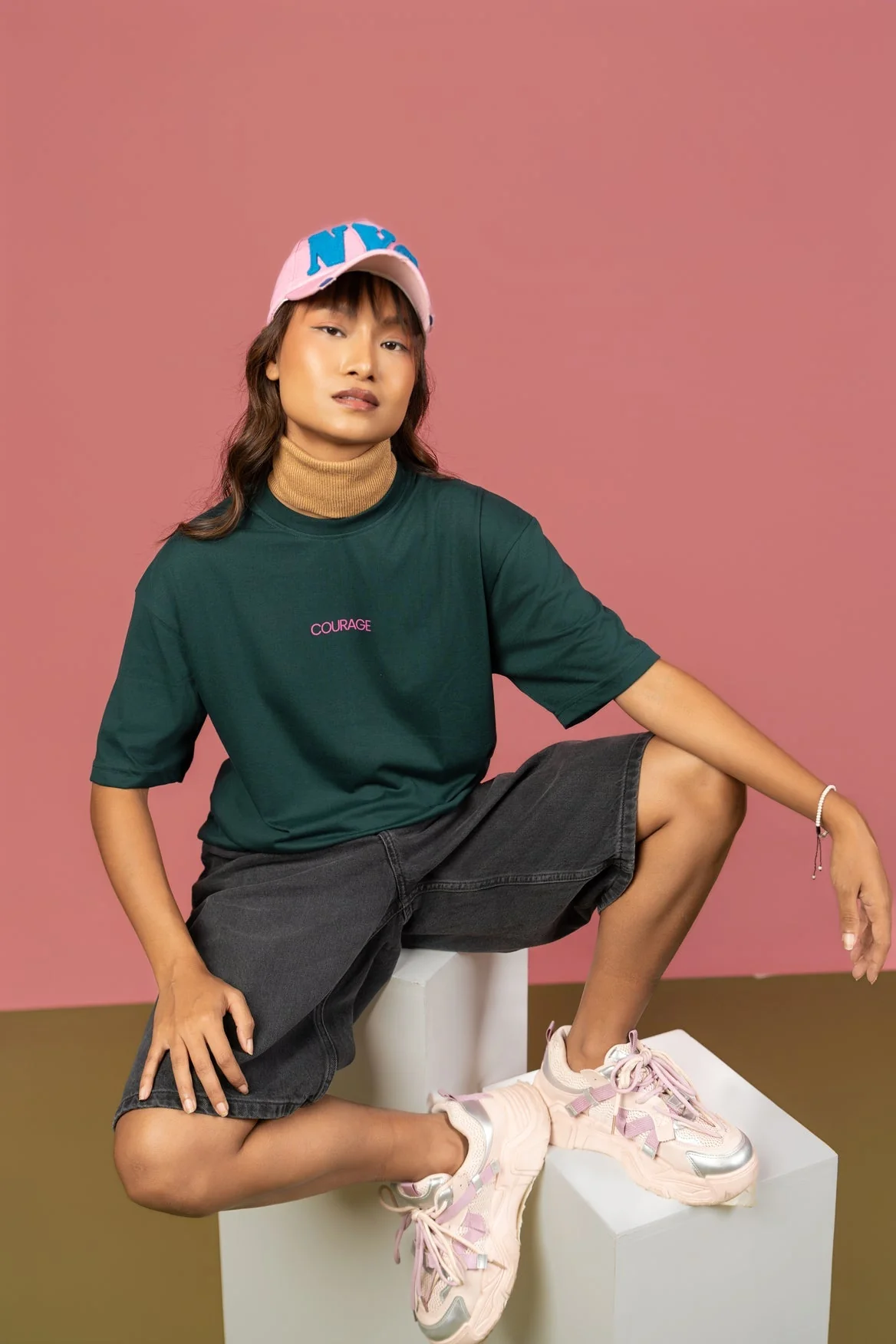 Bloom Printed Oversized Tee –Dark Green - Image 5