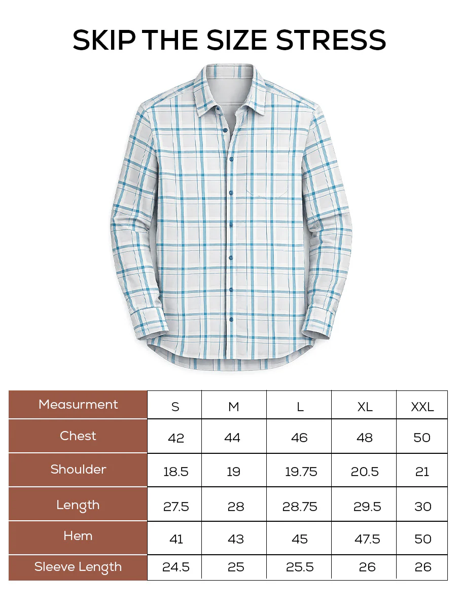 Blue Checked Cotton Shirt – Regular Fit - Image 6