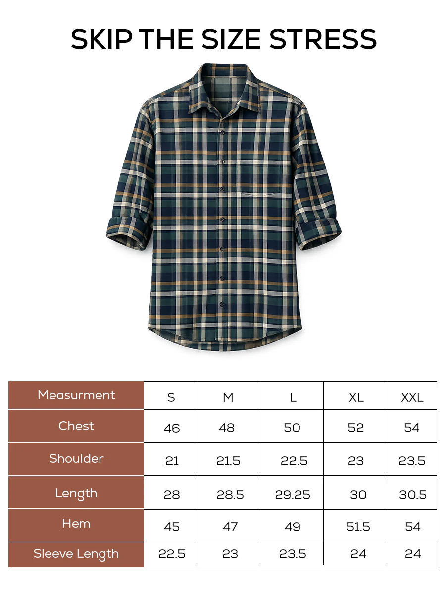Blue Checkered Cotton Shirt – Loose Fit, Full Sleeves - Image 5
