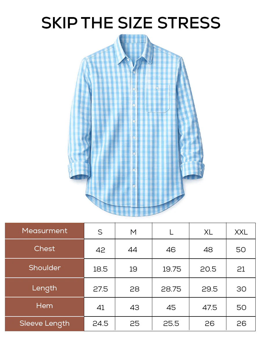 Blue Checkered Cotton Shirt – Regular Fit, Full Sleeves - Image 6
