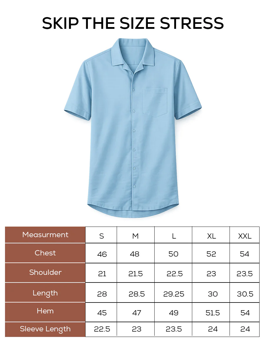 Powder Blue Half Sleeve Cuban Collar Shirt – Loose Fit - Image 5