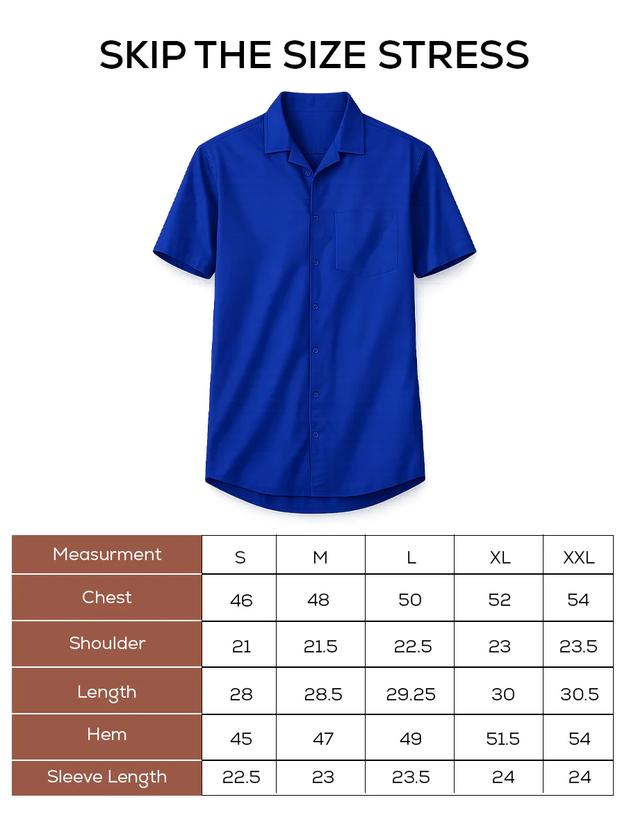 Blue Half Sleeve Cuban Collar Shirt – Loose Fit - Image 5