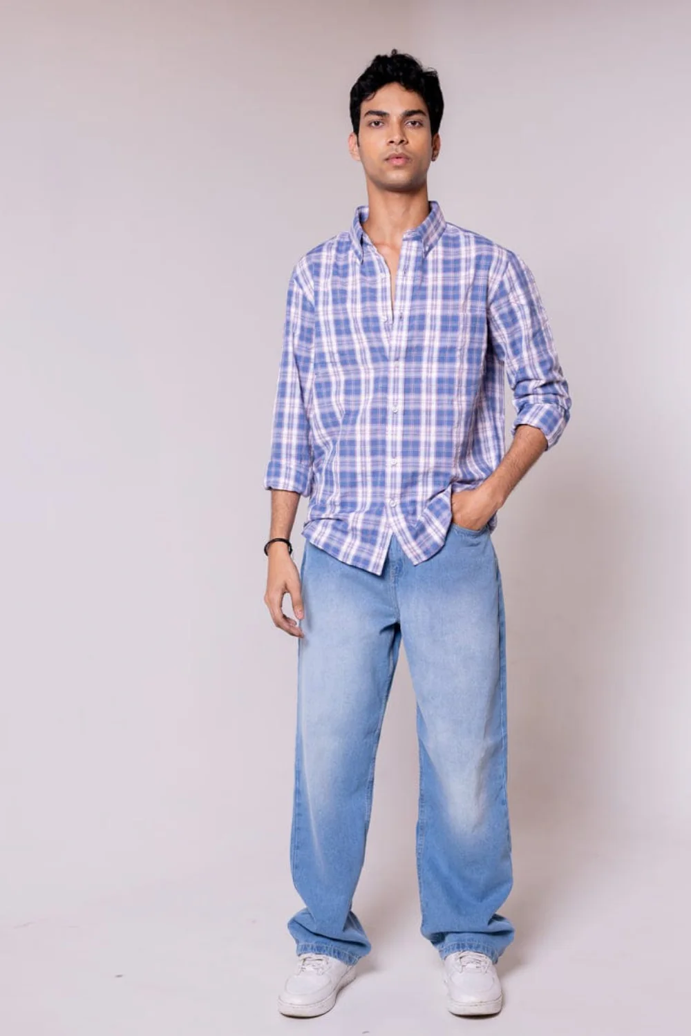 Regular Fit Blue Pink Checked Shirt - Image 2