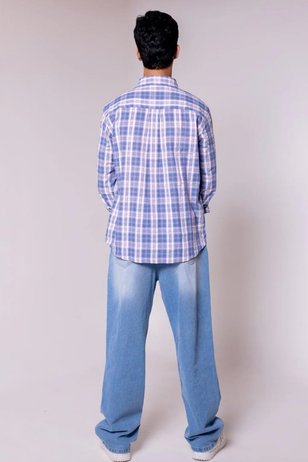 Regular Fit Blue Pink Checked Shirt - Image 3