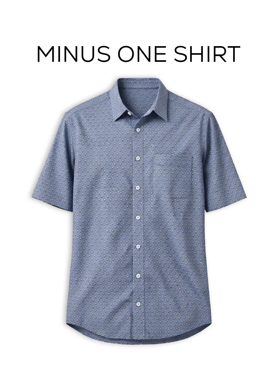 Blue Printed Cotton Stretch Shirt – Regular Fit, Half Sleeves - Image 2
