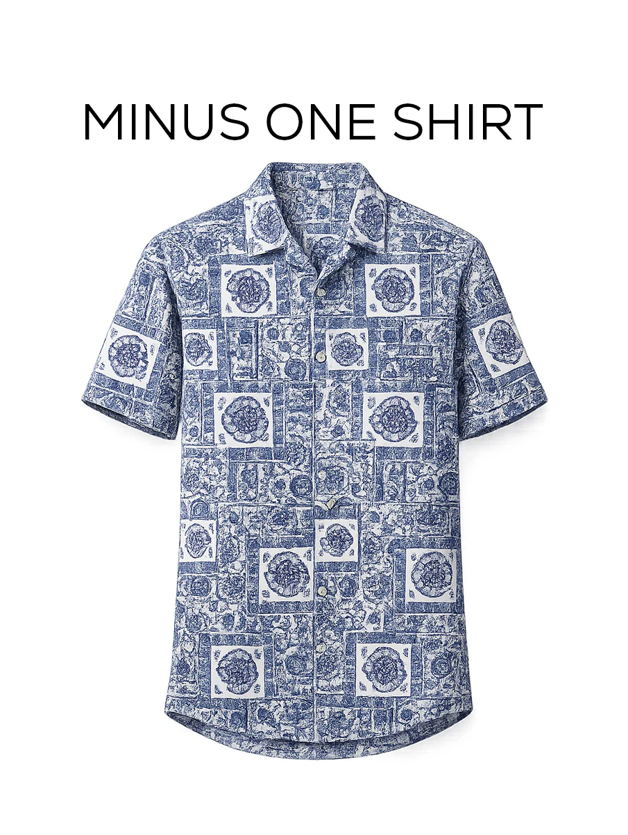 Blue Printed Organic Cotton Shirt – Regular Fit, Half Sleeves - Image 2