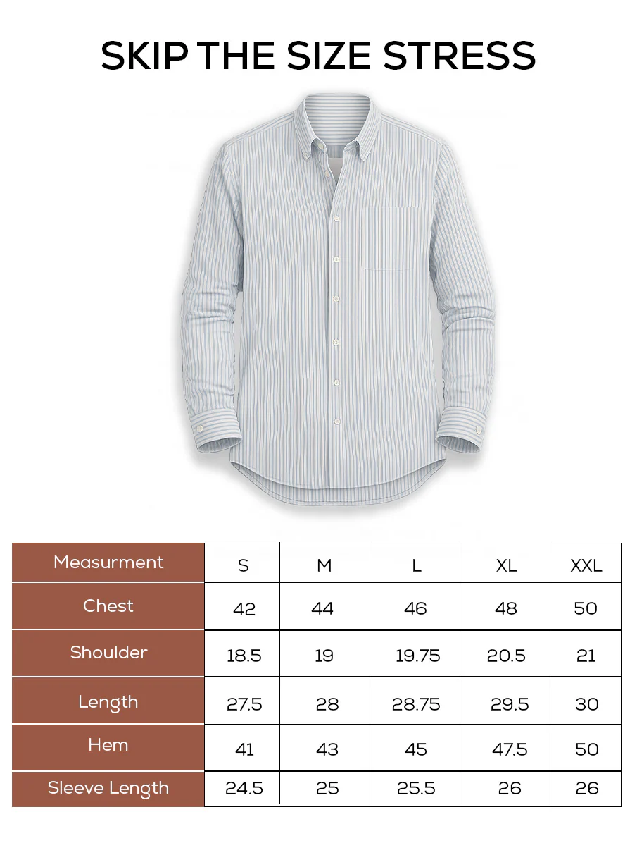 Blue Striped Cotton Shirt – Full Sleeve, Regular Fit, Classic Collar - Image 6