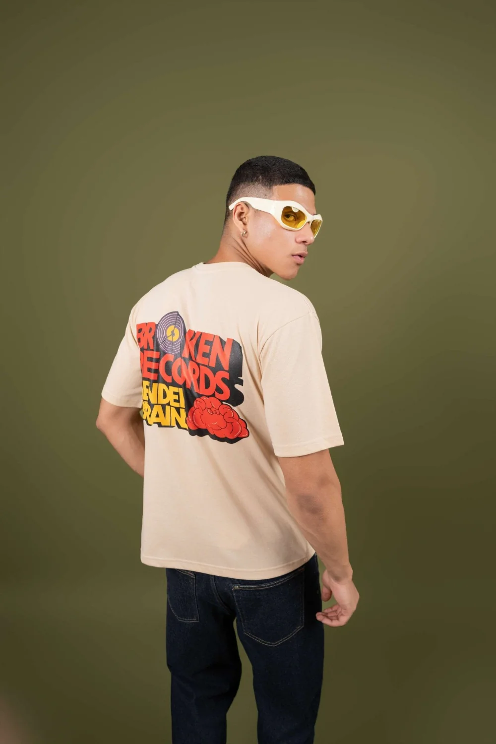 Broken Records Printed Oversized Tee - Image 2