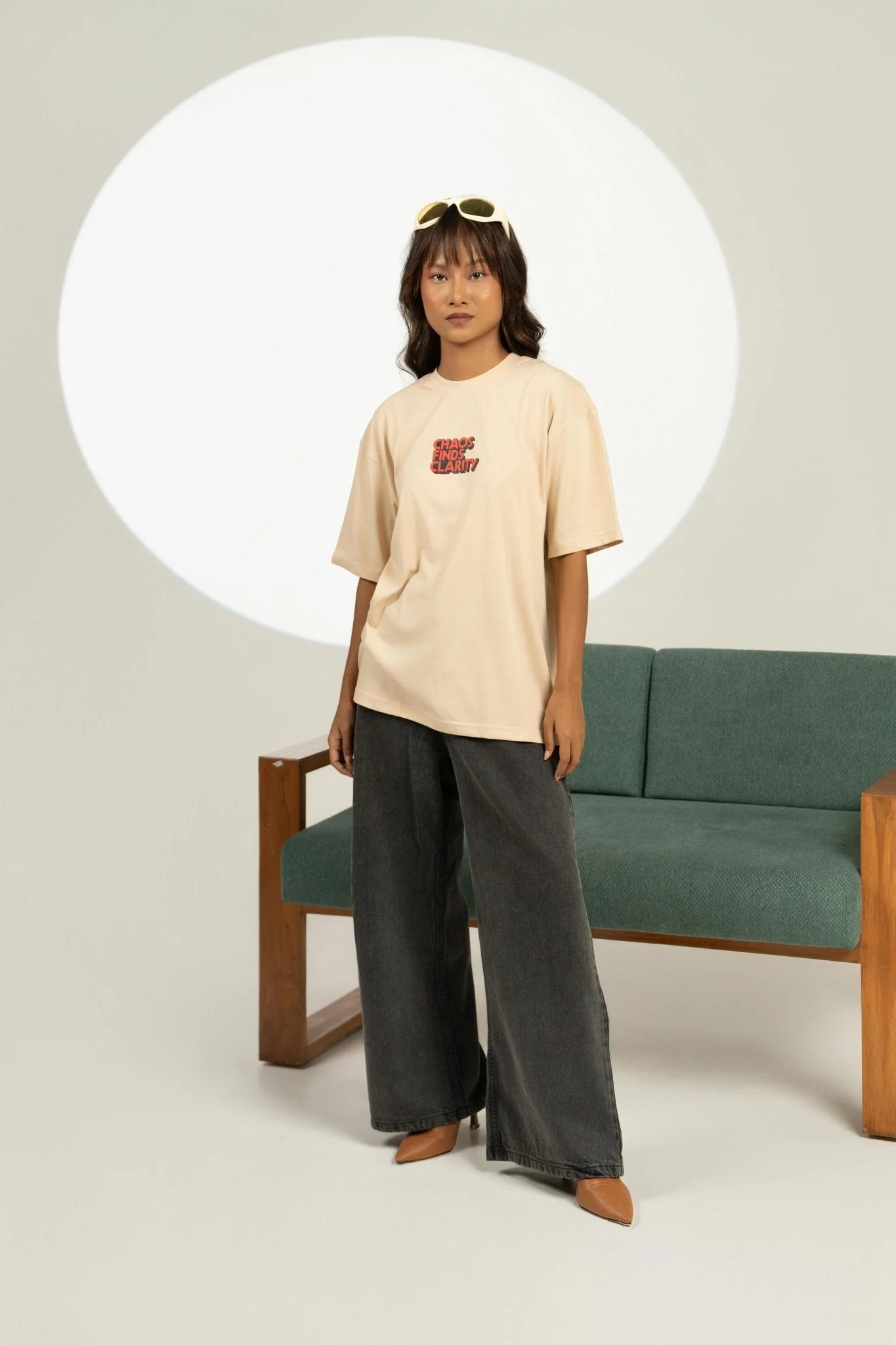 Broken Records Printed Oversized Tee - Image 2