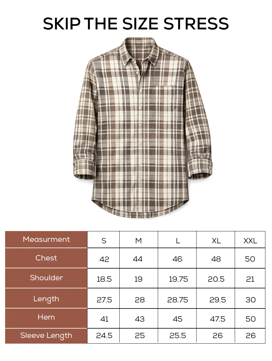 Brown Checked Cotton Shirt – Regular Fit - Image 6