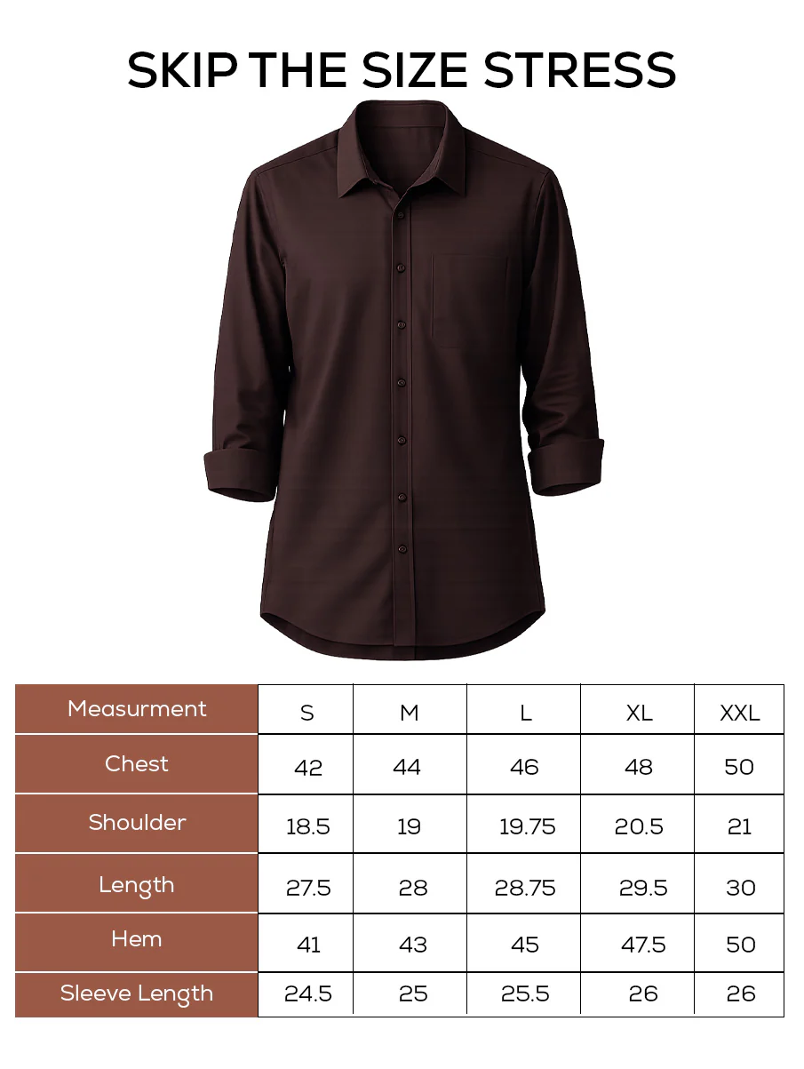 Brown Solid Brushed Cotton Shirt – Regular Fit, Full Sleeves - Image 5
