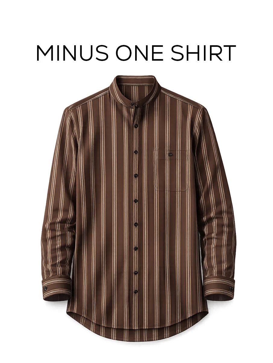 Brown Striped Cotton Shirt – Regular Fit, Full Sleeves - Image 2