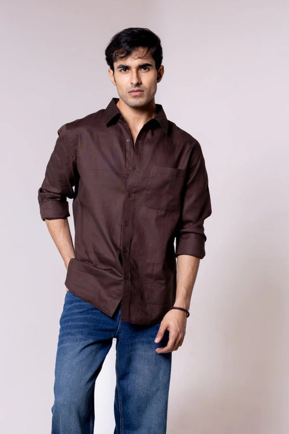 Coffee Brown Checked Shirt - Image 2