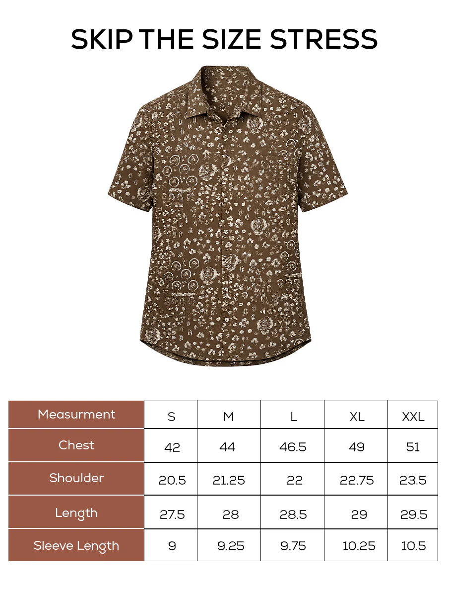 Coffee Brown Floral Cuban Collar Shirt – Regular Fit - Image 5