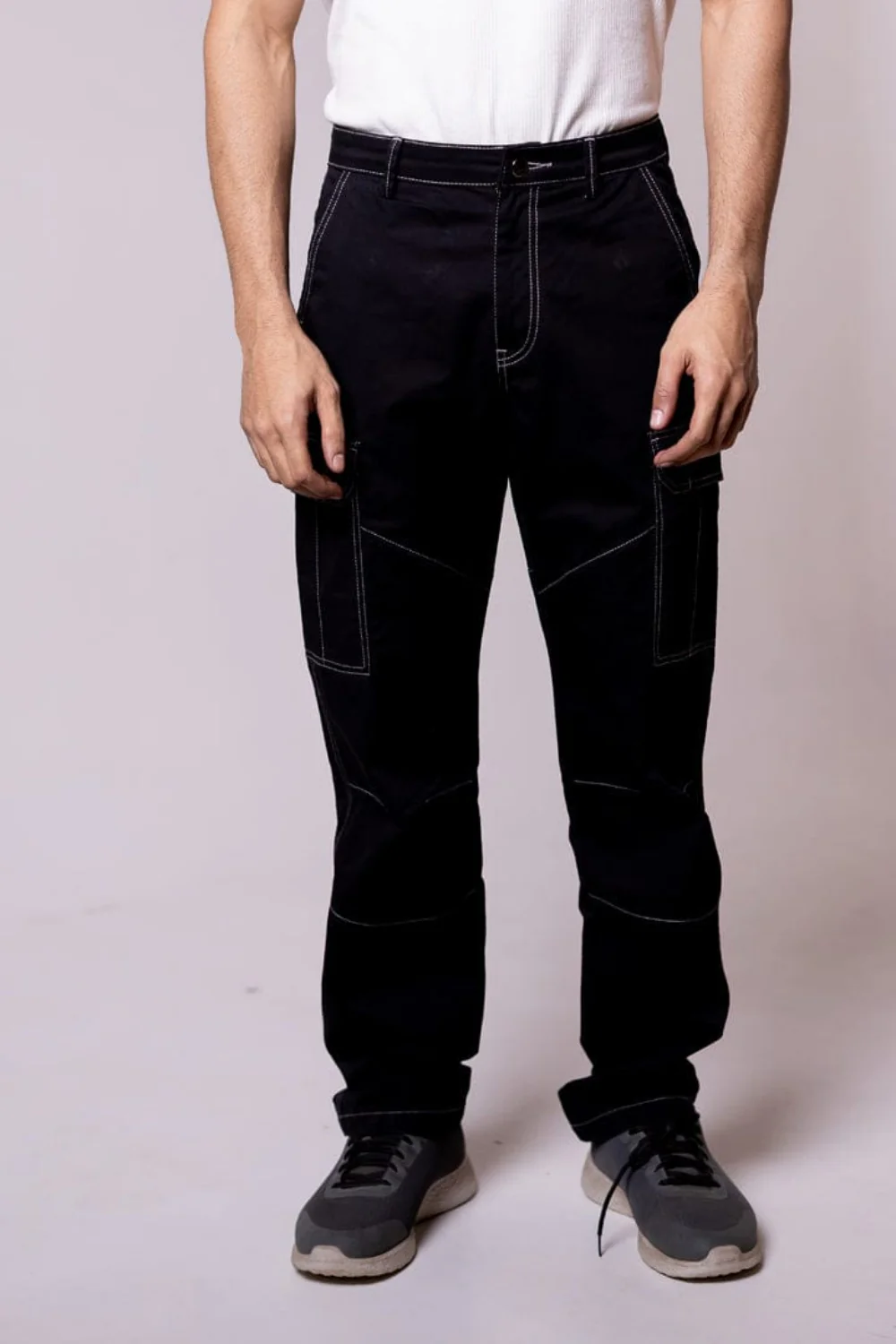Contrast Stitch Black Cargo - Image 3