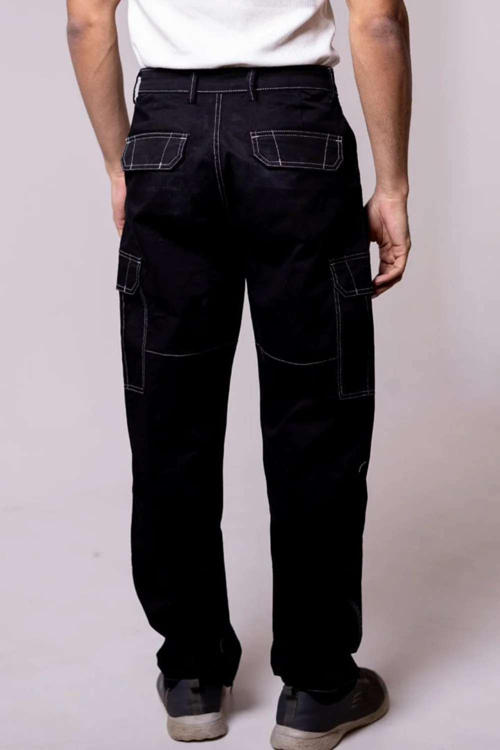 Contrast Stitch Black Cargo - Image 4