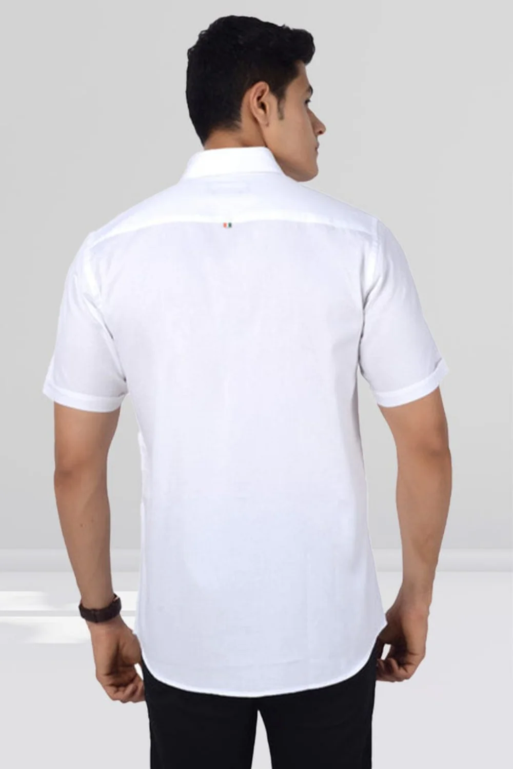 Cotton Slim Fit Half Sleeves Shirt-White - Image 2