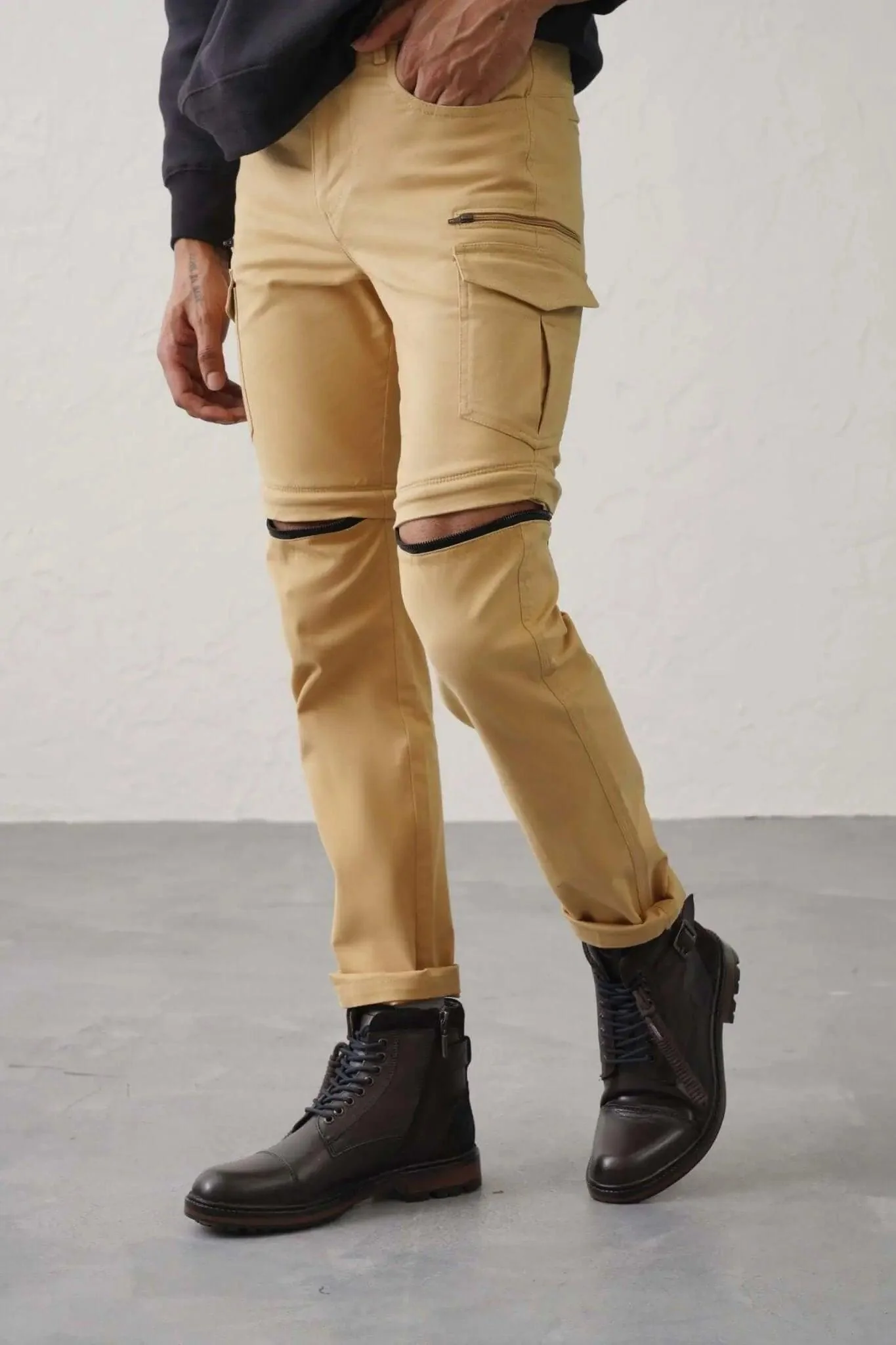 The Slim Fit Detachable Cargo Pants - Khaki - Image 9