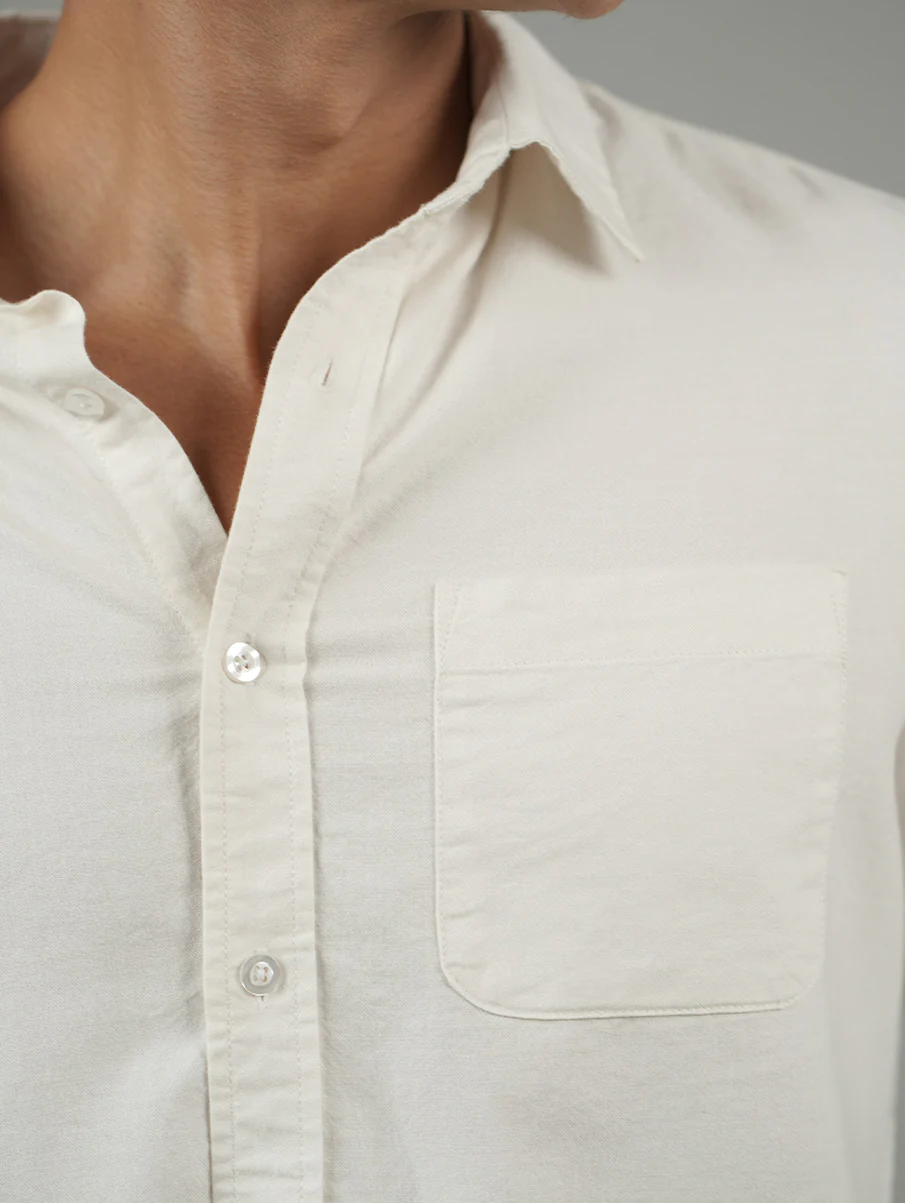 White Full Sleeve Cotton Shirt – Regular Fit - Image 6
