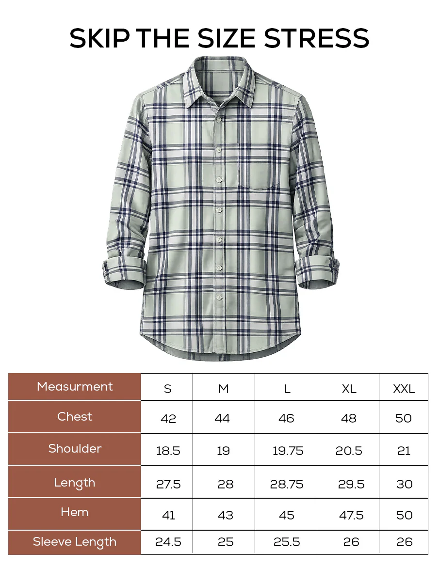 Green Checked Brushed Cotton Shirt – Regular Fit, Full Sleeves - Image 5
