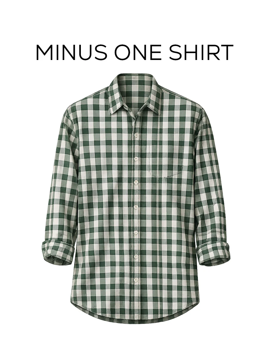 Green Checkered Cotton Stretch Shirt – Loose Fit, Full Sleeves - Image 2