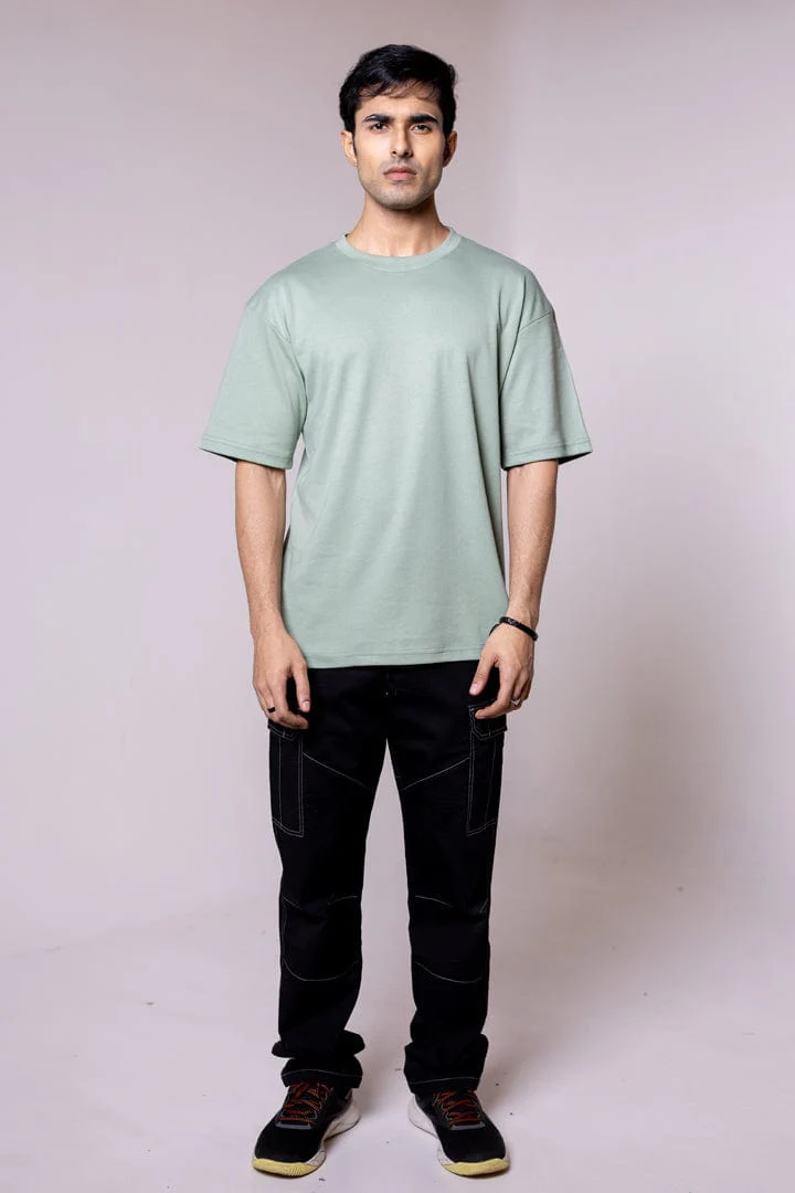 Green Solid  Oversized T-shirt - Image 2
