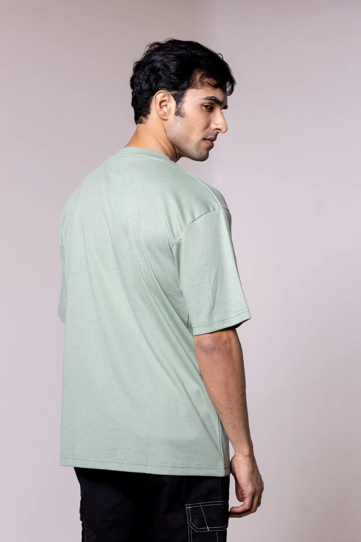Green Solid  Oversized T-shirt - Image 3