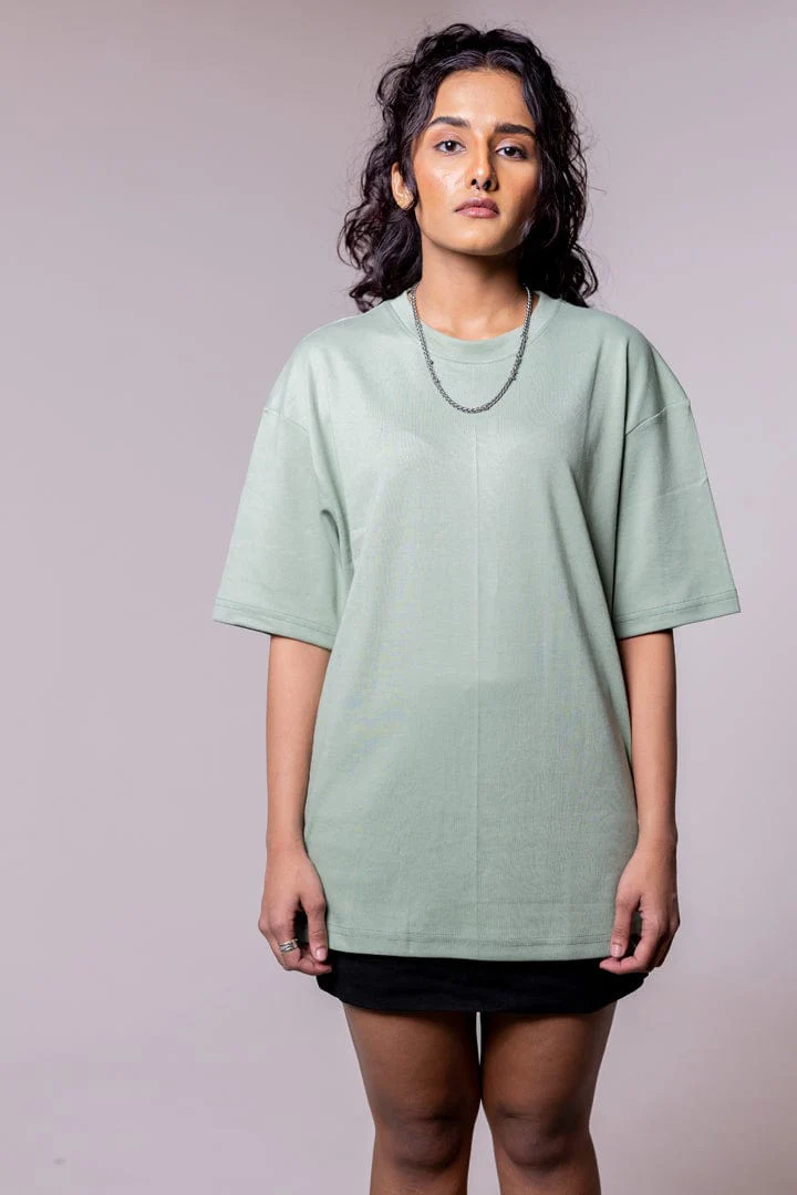 Green Solid  Oversized T-shirt