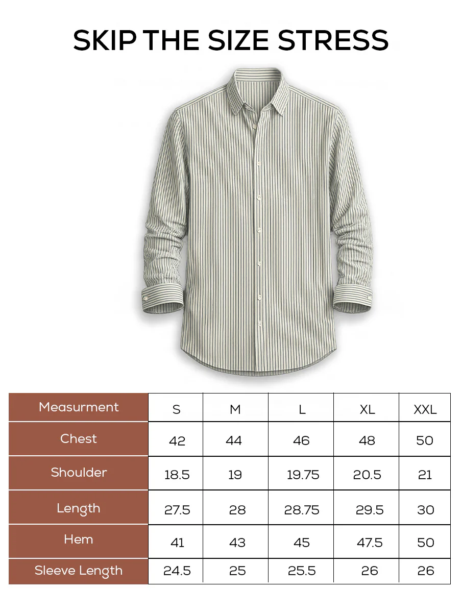 Green Striped Cotton Shirt – Regular Fit, Full Sleeves - Image 5