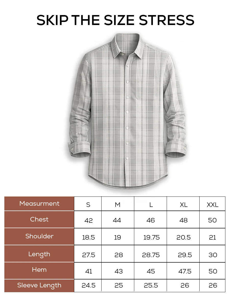 Grey Checked Cotton Shirt – Regular Fit, Full Sleeves - Image 5