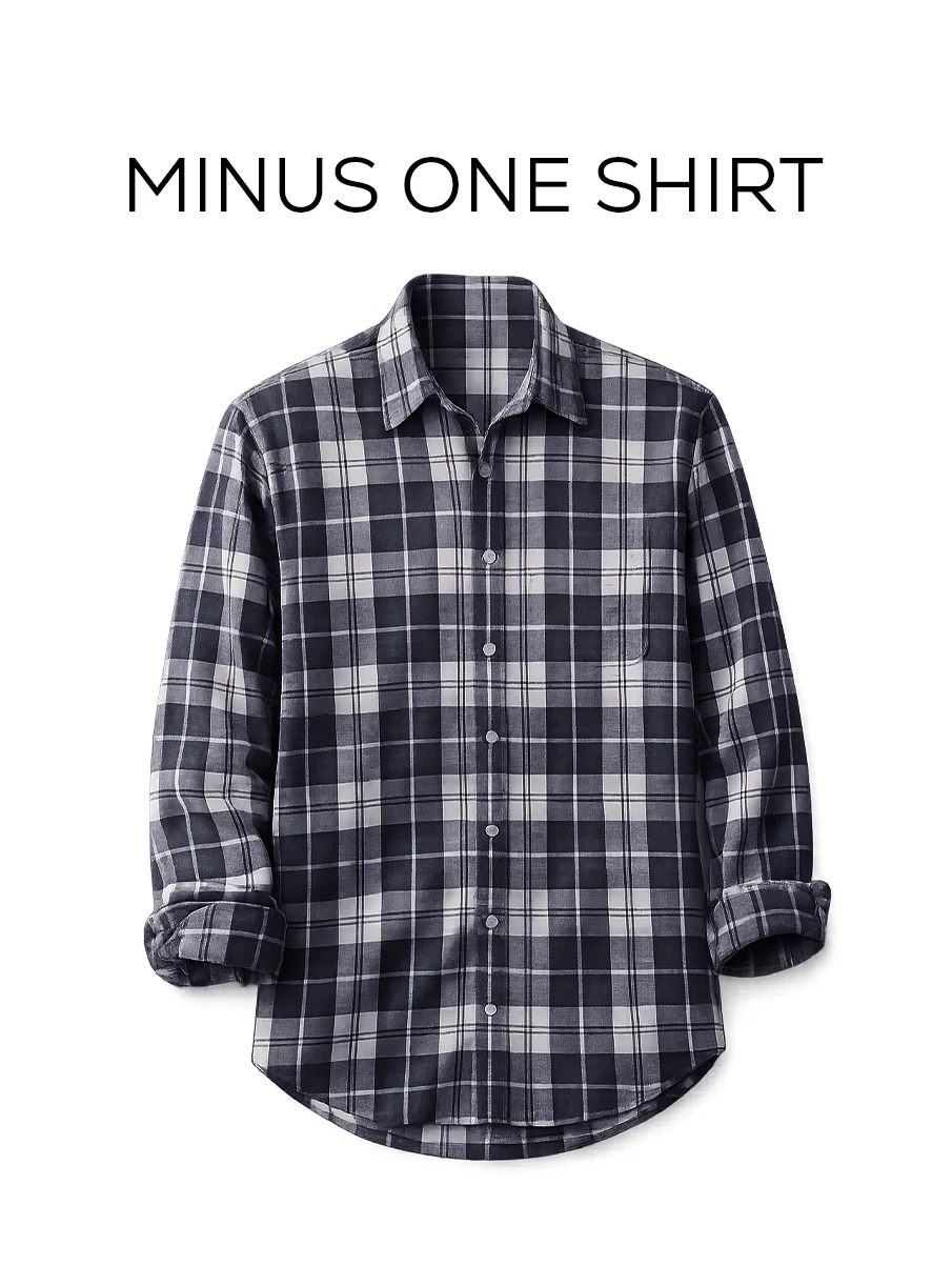 Grey Checkered Cotton Shirt – Loose Fit, Full Sleeves - Image 2