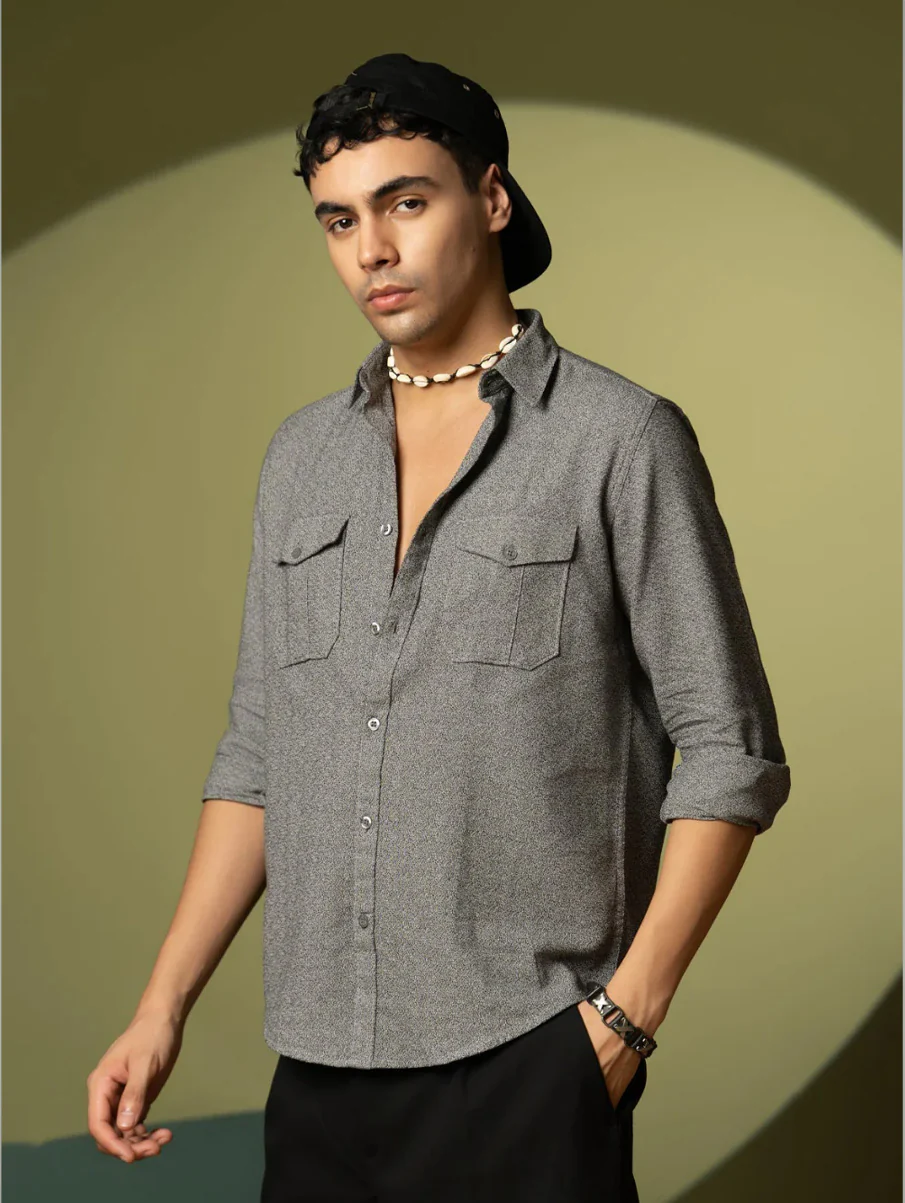 Full Sleeve Safari Shirt – Grey - Image 3