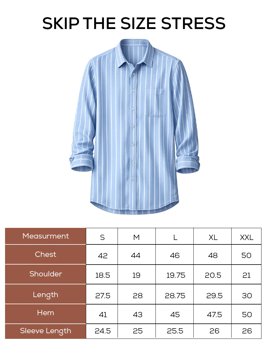 Light Blue Striped Brushed Cotton Shirt – Regular Fit - Image 6