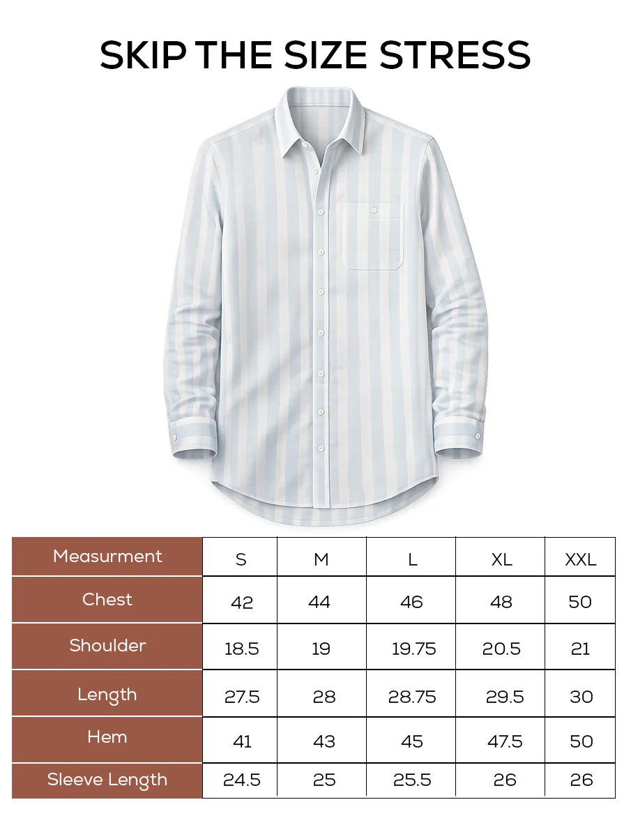 Light Blue Striped Cotton Shirt – Regular Fit, Full Sleeves - Image 5