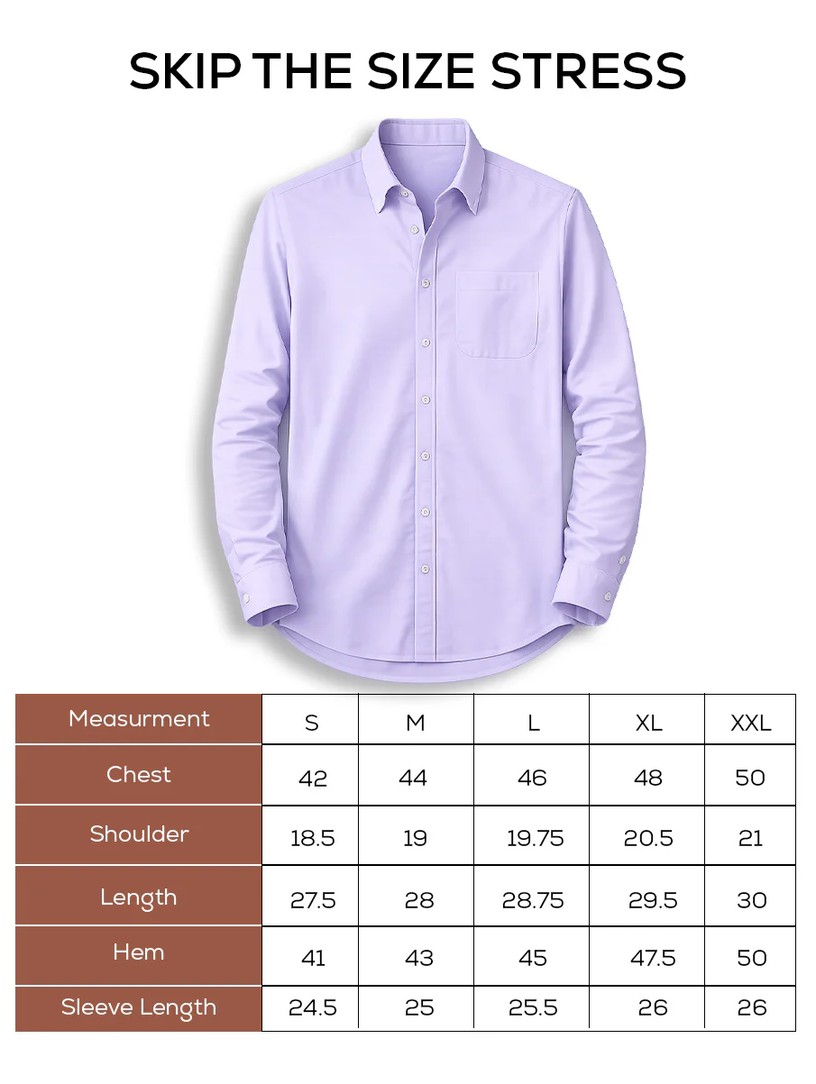 Lilac Solid Cotton Shirt – Regular Fit, Full Sleeves - Image 5