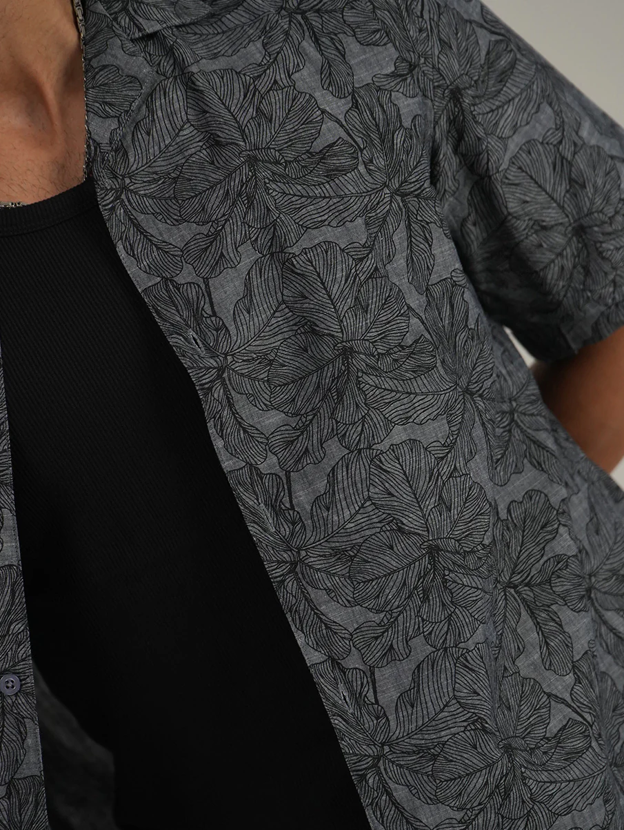Printed Cuban Collar Shirt – Loose Fit Short Sleeve - Image 6