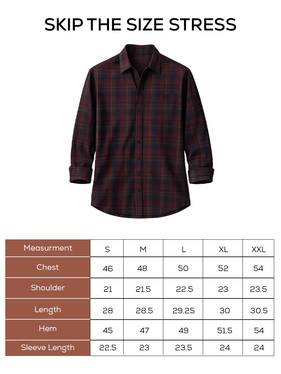 Maroon & Blue Checkered Cotton Shirt – Loose Fit, Full Sleeves - Image 5