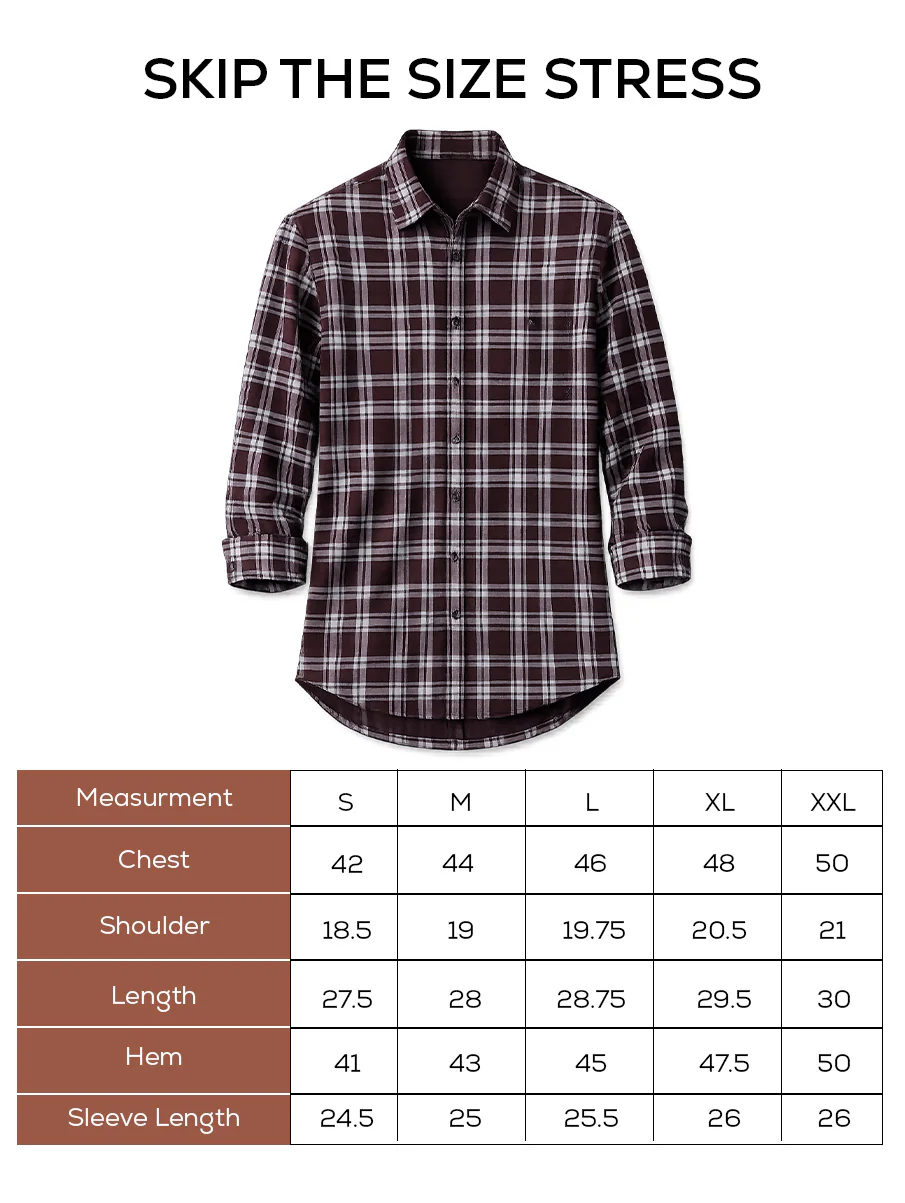 Maroon Checkered Brushed Cotton Shirt – Regular Fit, Full Sleeves - Image 5