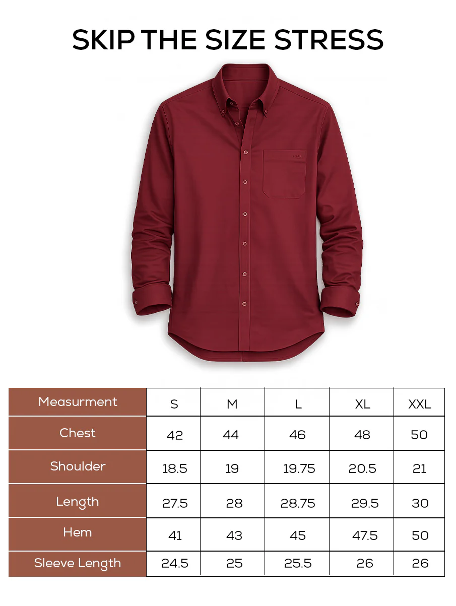 Maroon Oxford Organic Cotton Shirt – Regular Fit - Image 5