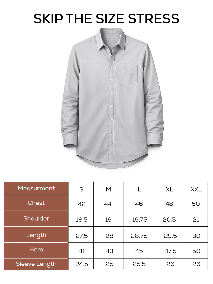 Men’s Grey Solid Cotton Shirt – Regular Fit, Full Sleeves - Image 5