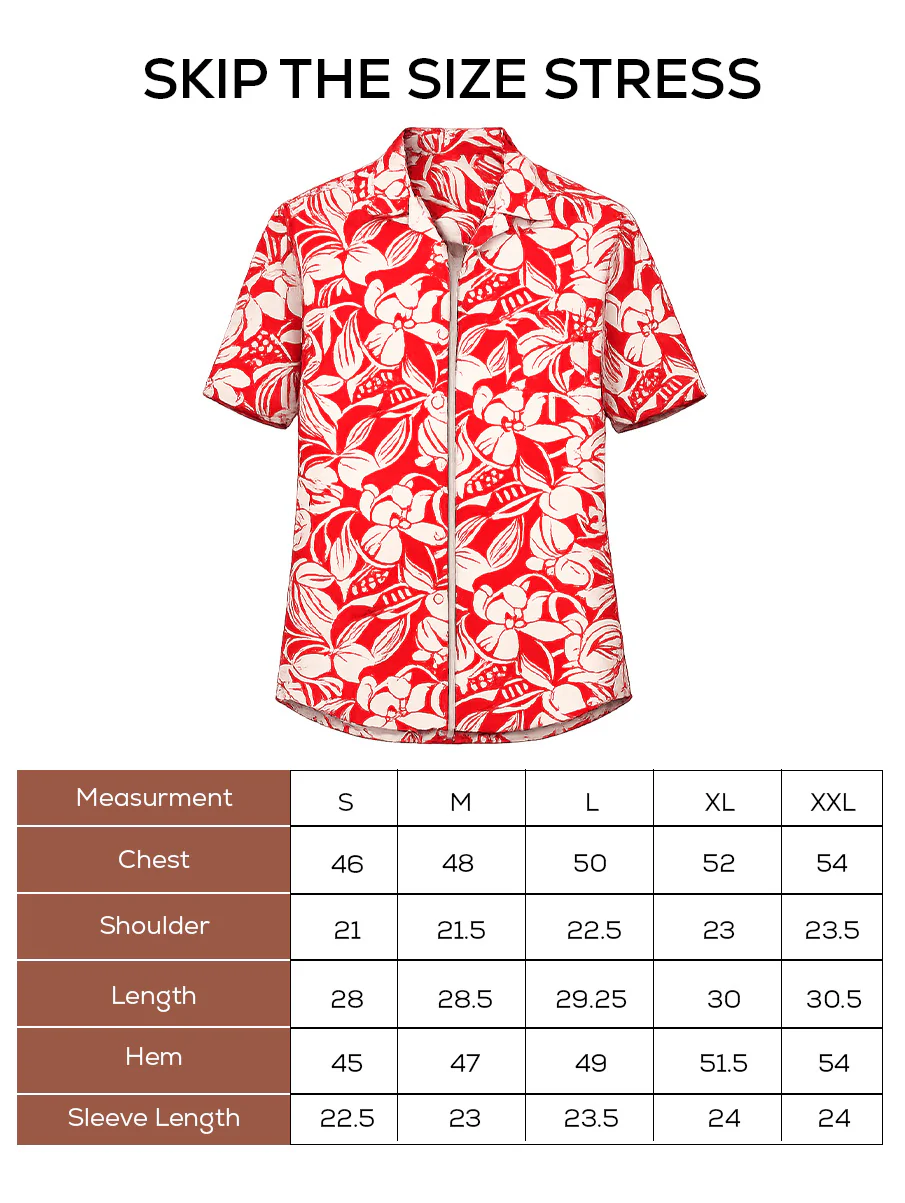 Printed Red Cuban Collar Shirt- Loose Fit - Image 5