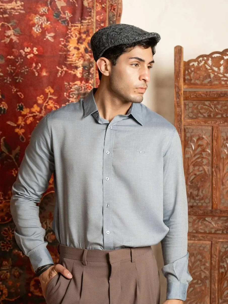 Men’s Blue Tencel Shirt – Regular Fit - Image 3