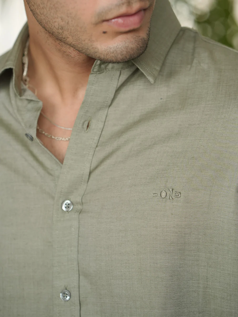 Green Tencel Shirt – Regular Fit - Image 4