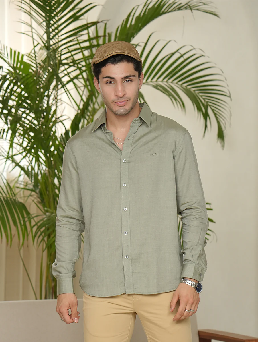 Green Tencel Shirt – Regular Fit - Image 6