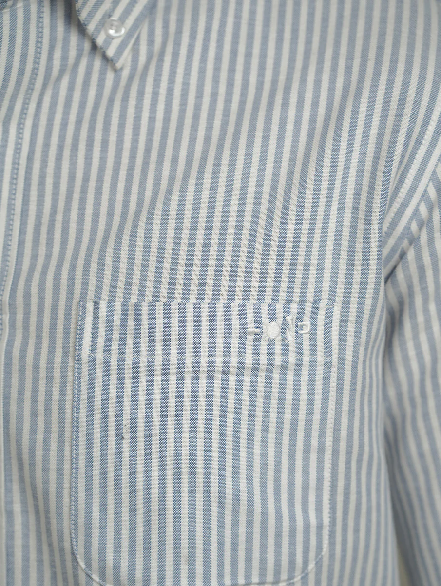 Navy Blue Striped Cotton Shirt – Button-Down Collar | Regular Fit - Image 6