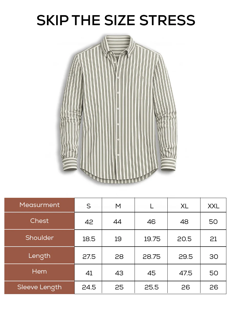 Olive Striped Organic Cotton Shirt – Regular Fit - Image 5